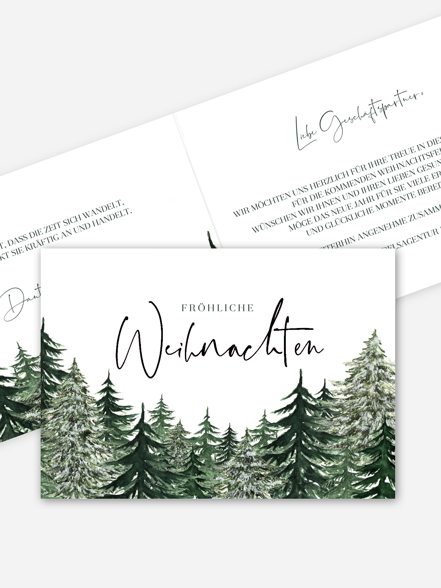 Geschäftliche Weihnachtskarte Warm Wintertrees