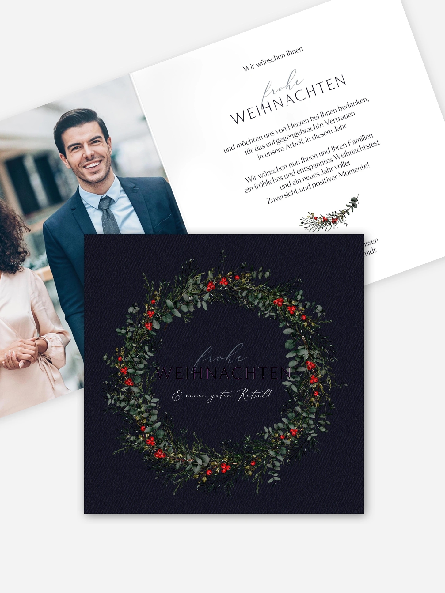 Geschäftliche Weihnachtskarte Classic Wreath