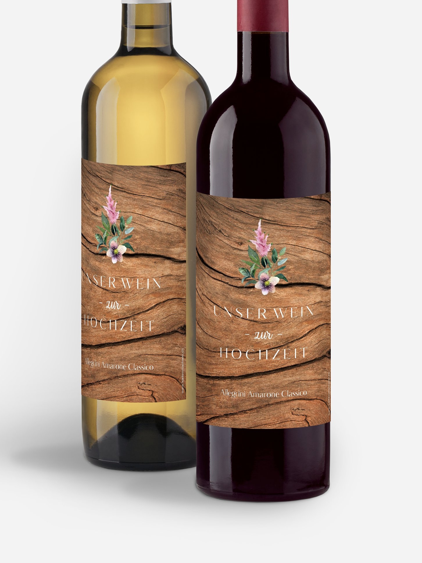Flaschenetikett Hochzeit Rustic Bloom