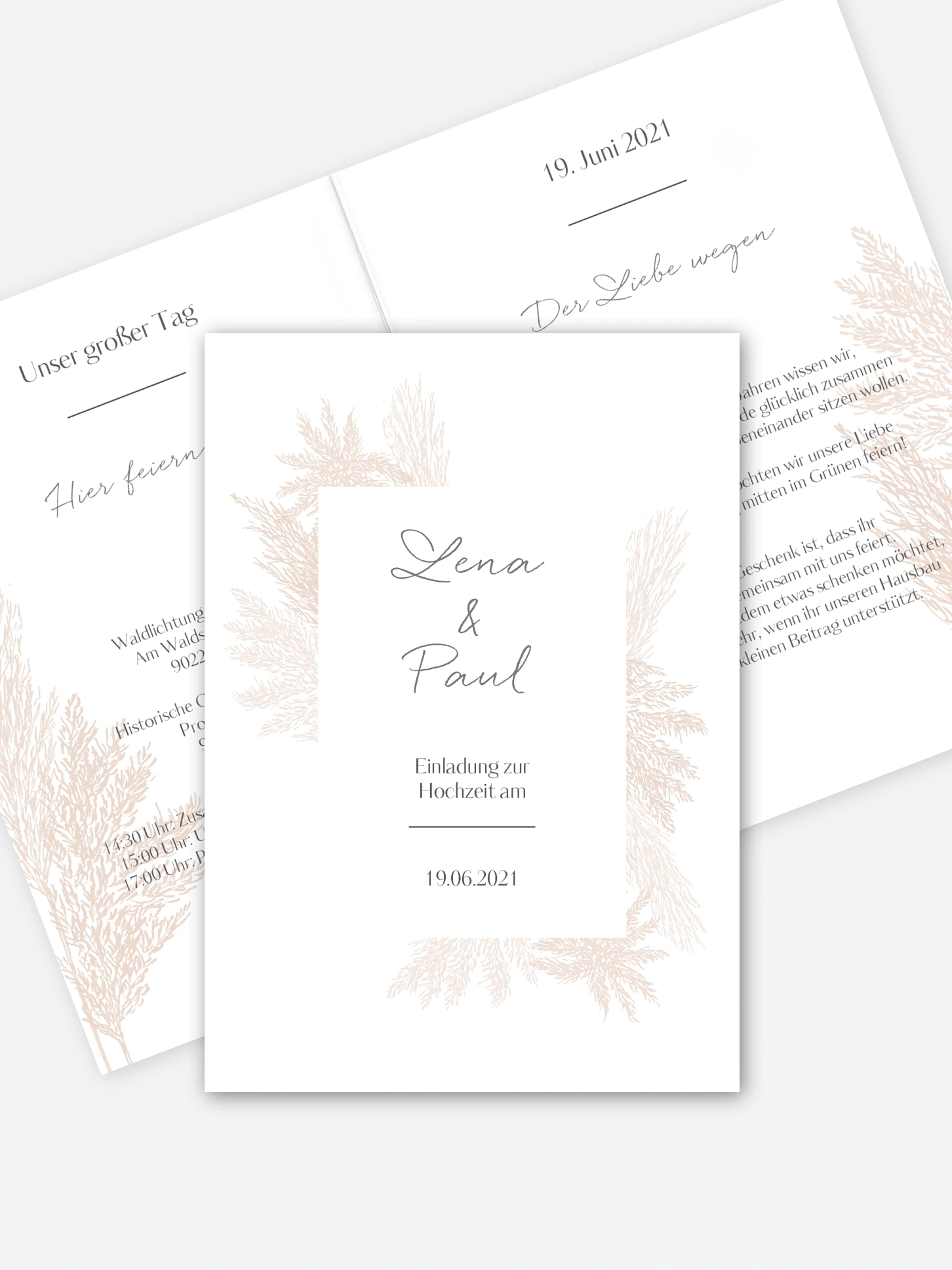 Hochzeitseinladung Pampasgras
