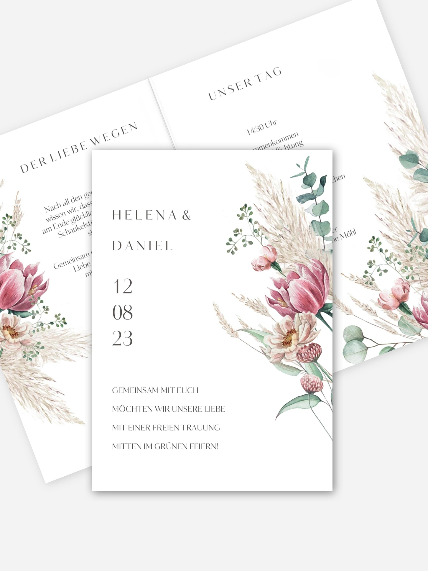 Hochzeitseinladung Pampas & Peony