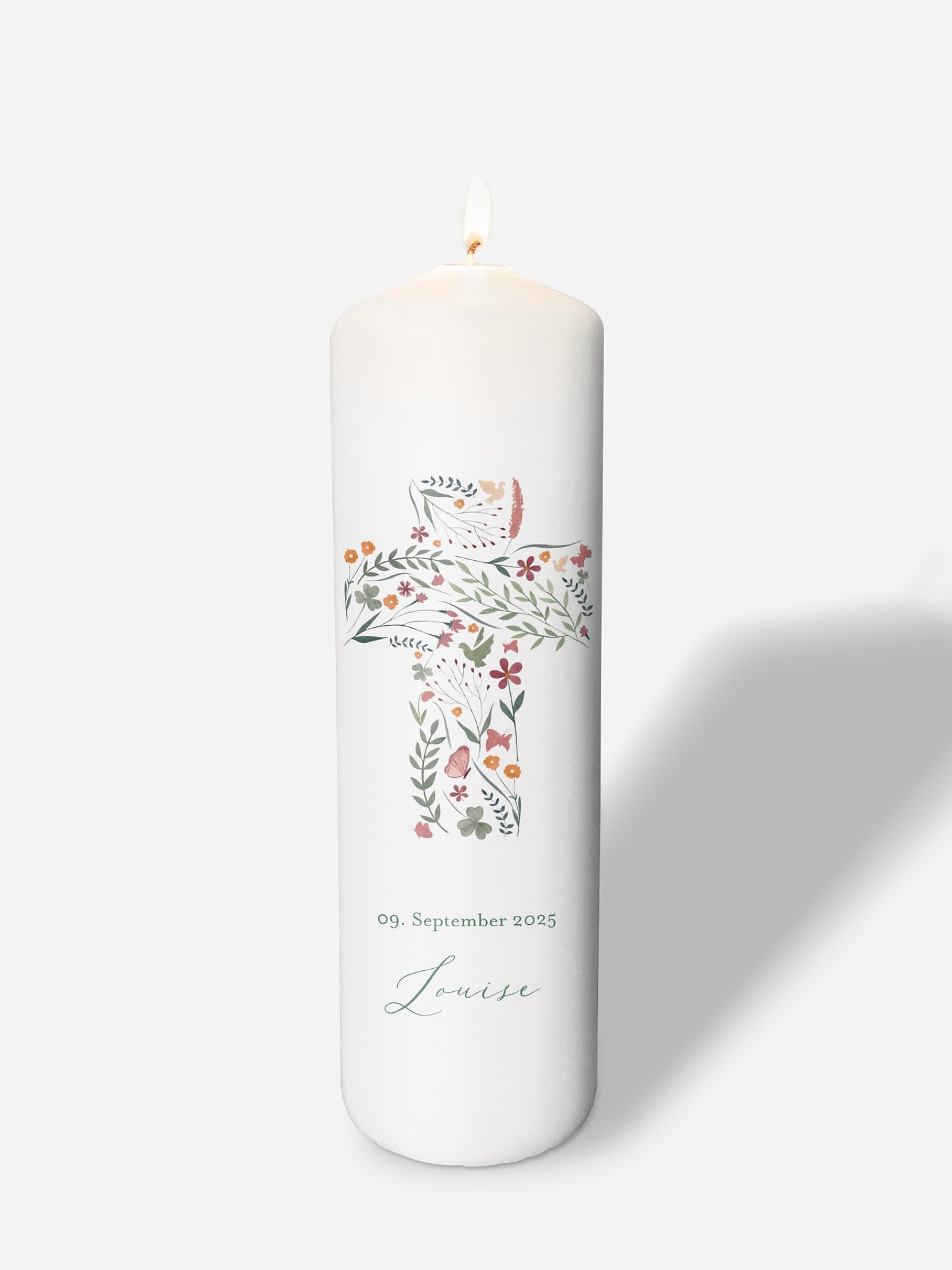 Taufkerze Blumenkreuz