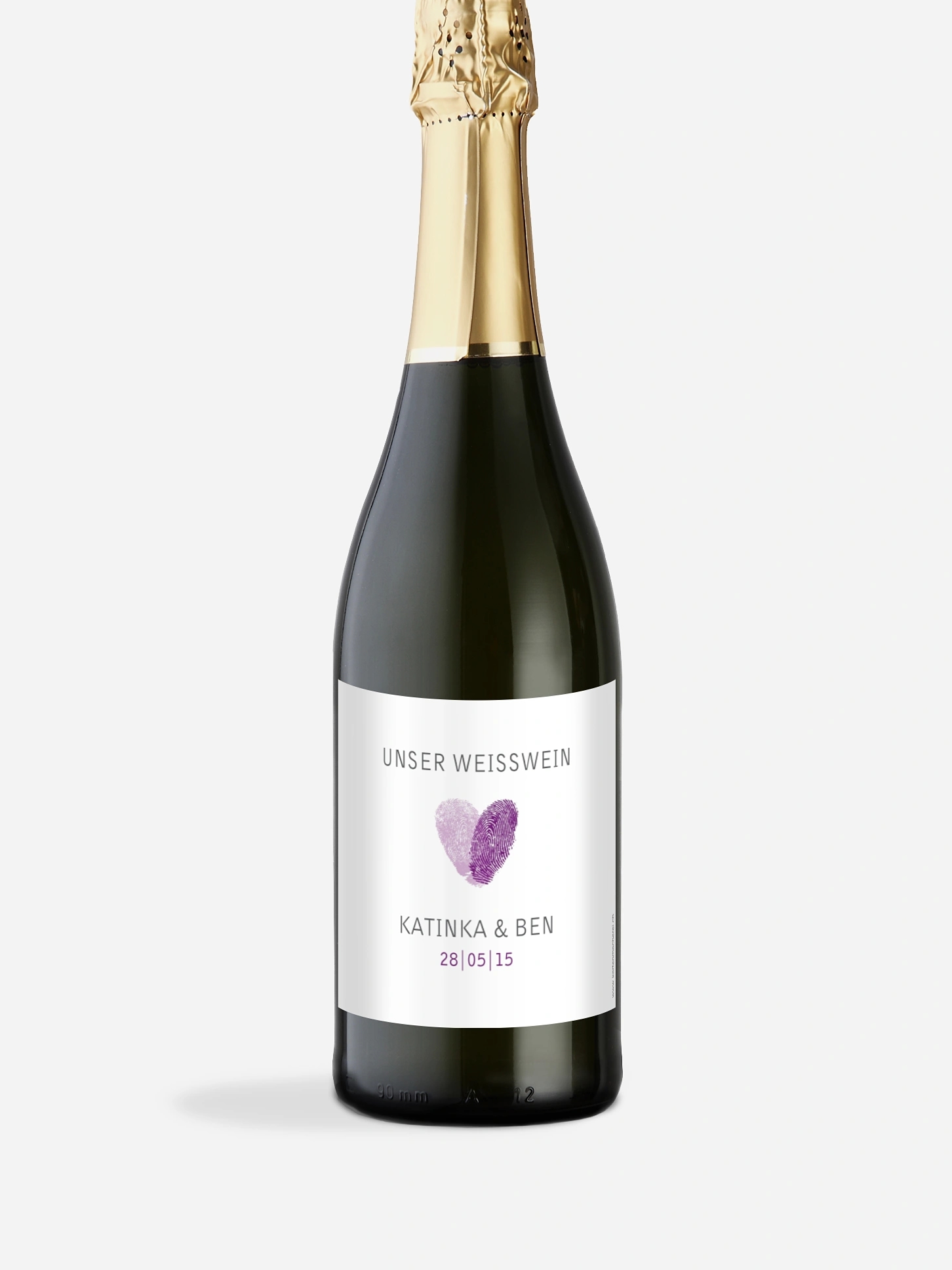 Flaschenetikett Hochzeit Fingerprint