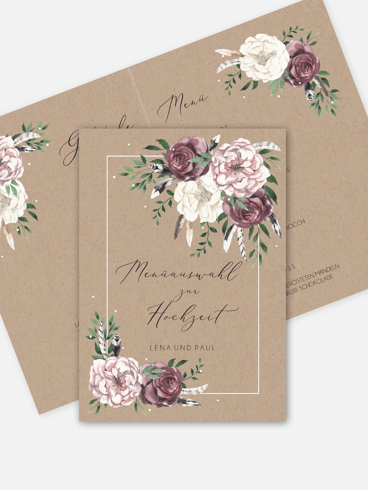 Menükarte Hochzeit Bohemian Summer