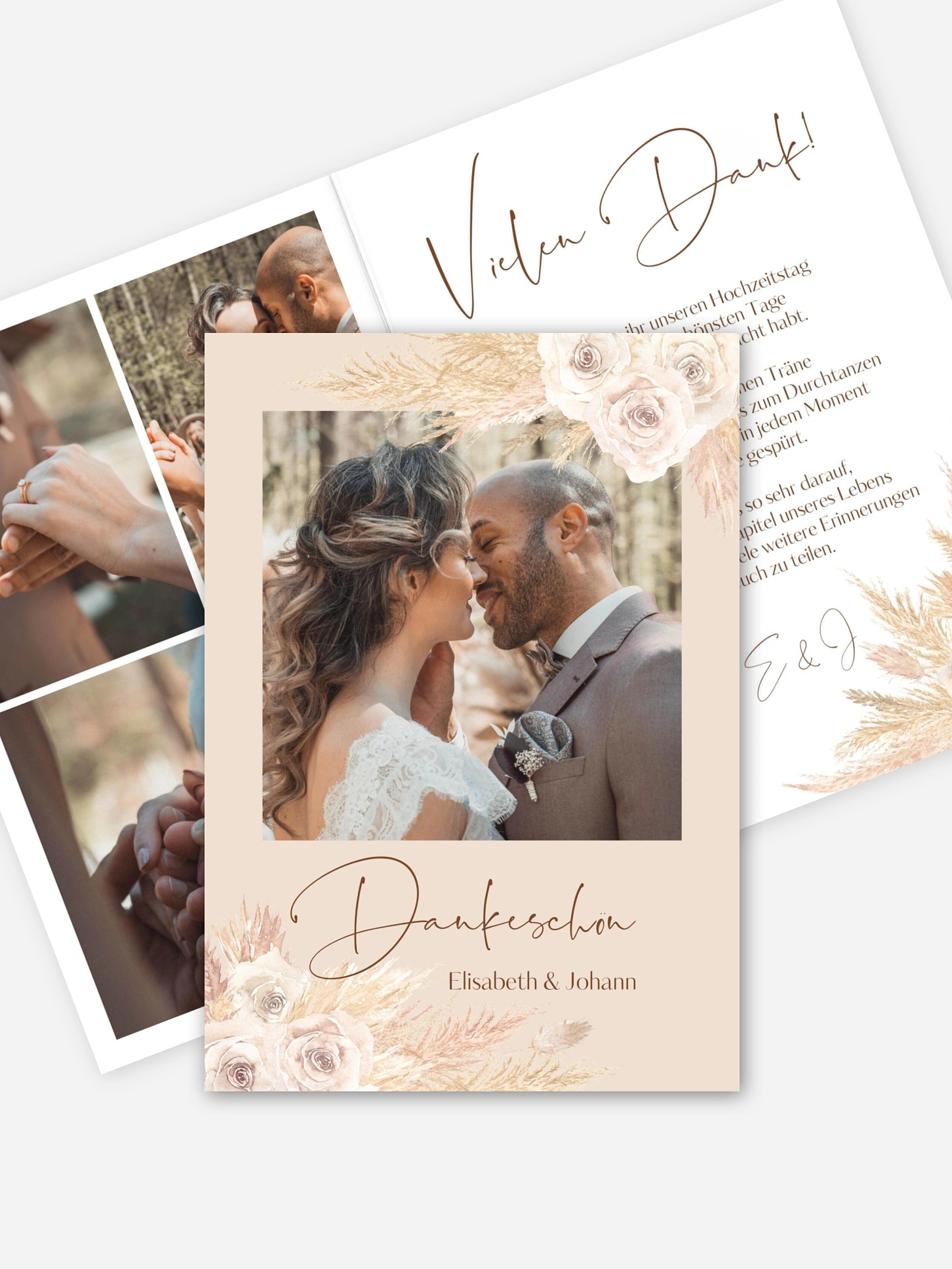 Dankeskarte Hochzeit Dreamy Pampas