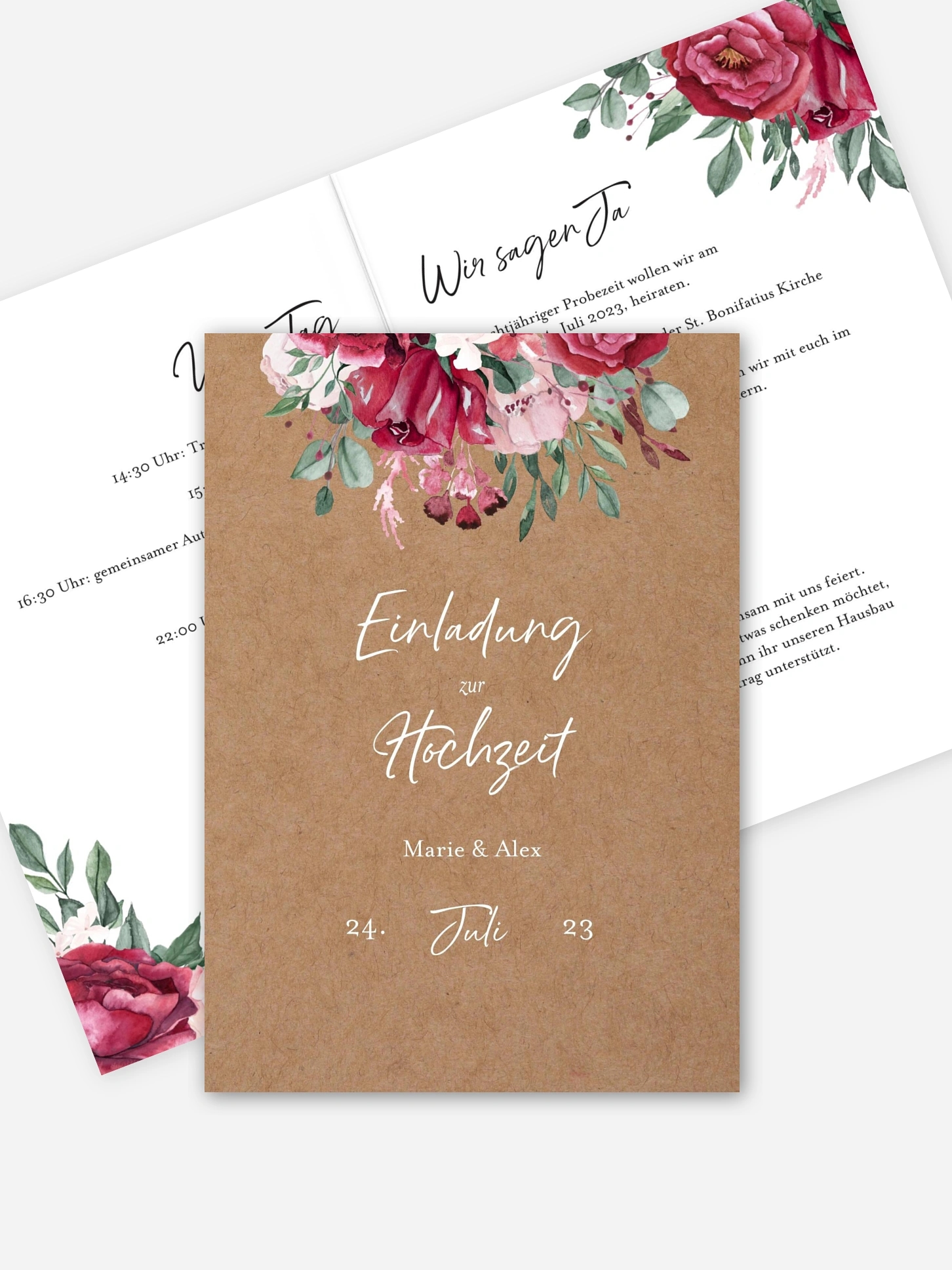 Hochzeitseinladung Rose Bouquet