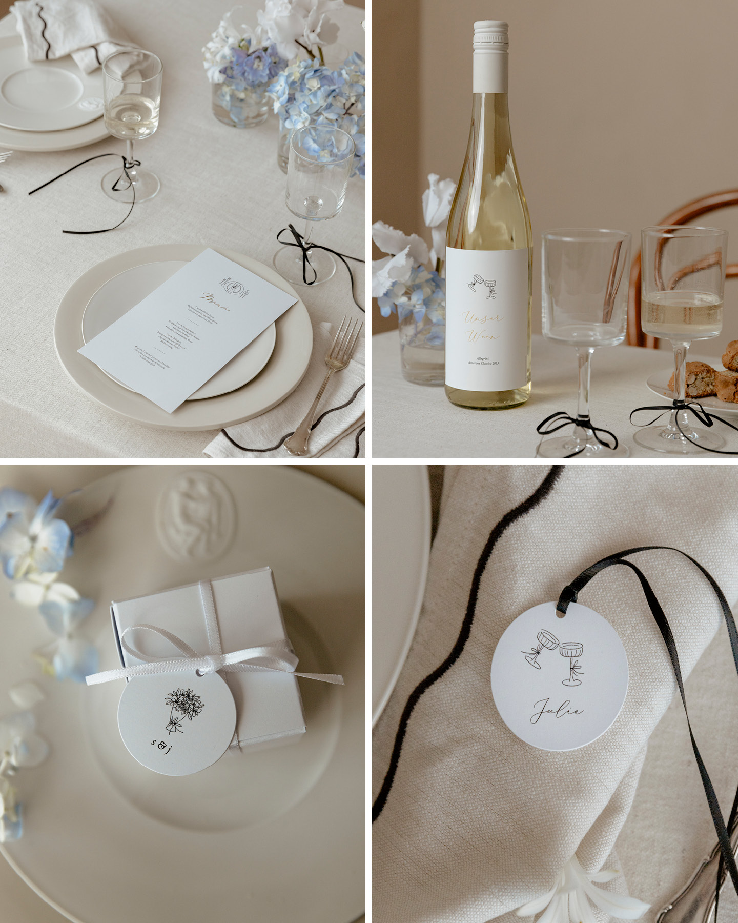 Hochzeitspapeterie mit Schleifendetails