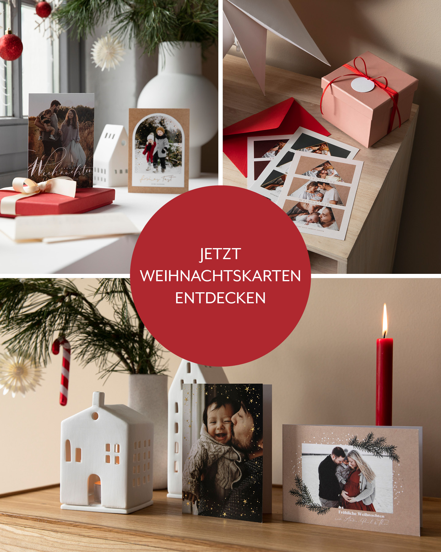 Collage mit schönen Weihnachtskarten