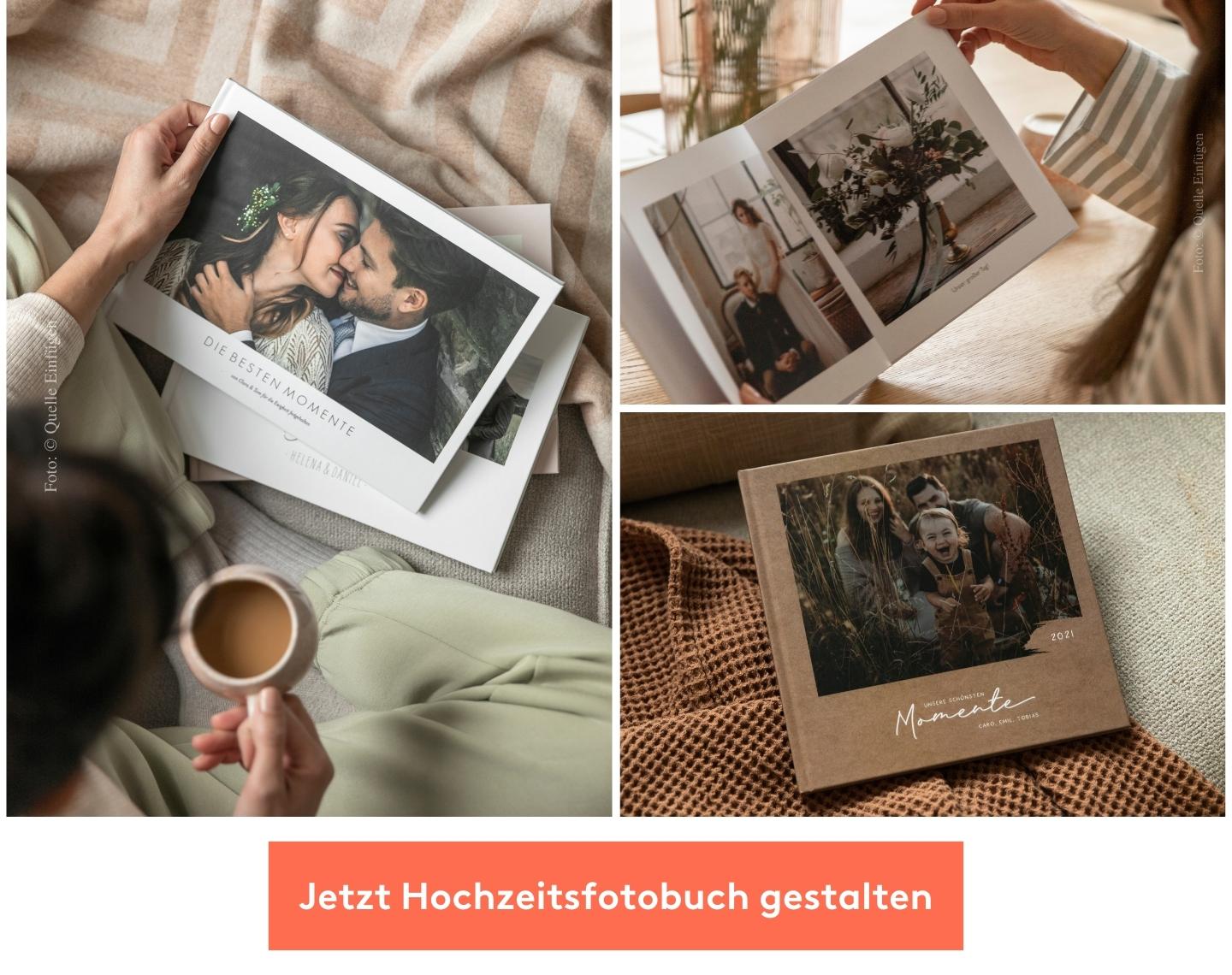 Collage: Fotobücher zur Hochzeit