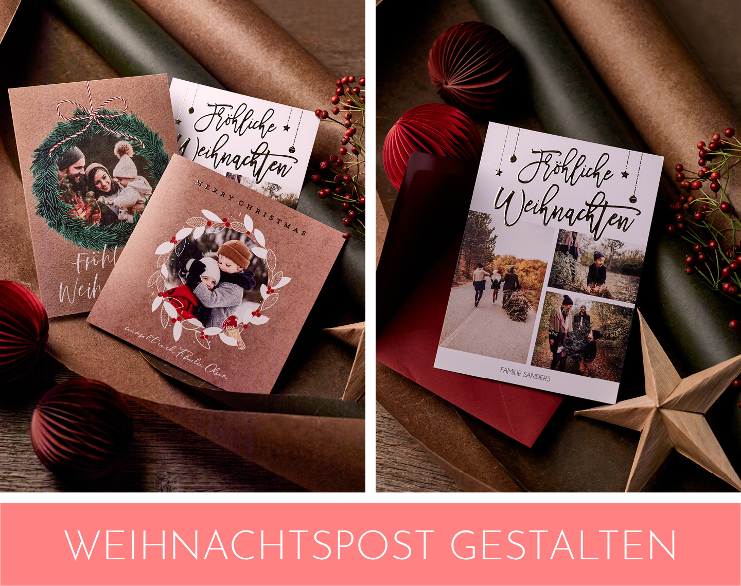 Weihnachtspost mit Fotos gestalten als Fotogeschenke Idee zu Weihnachten