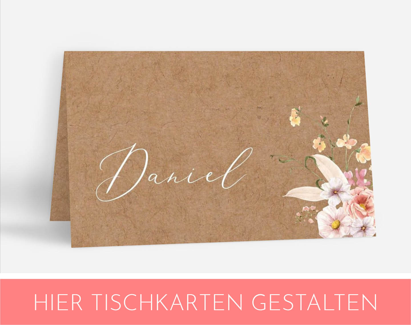 Tischkarte für die Hochzeitstafel.