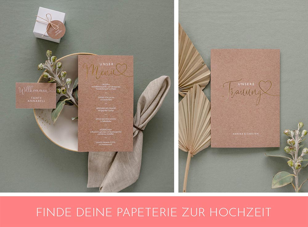 Papeterie zur Herbsthochzeit im Kraftpapier-Look