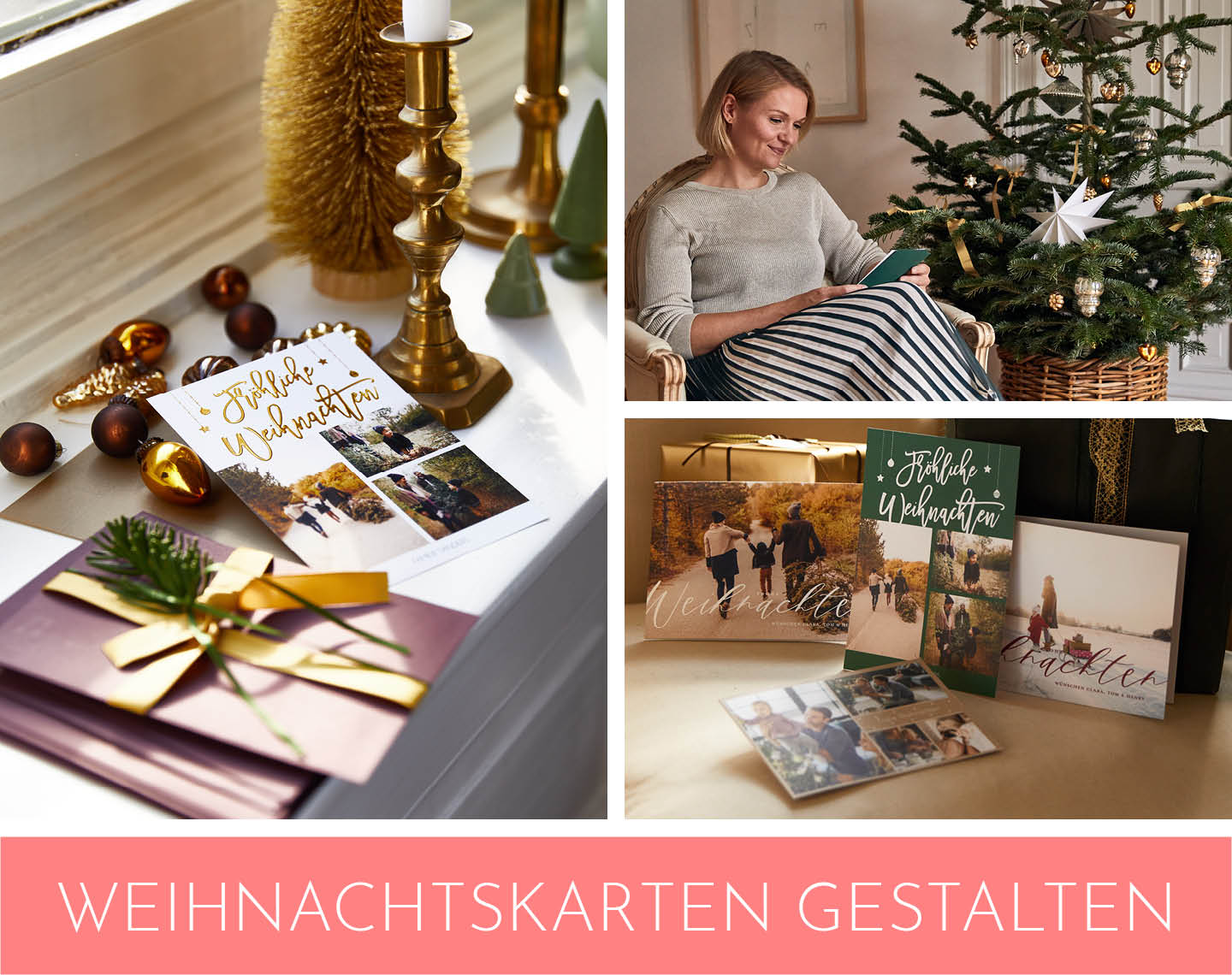 Collage mit schönen Weihnachtskarten als Weihnachtsgeschenk für Männer