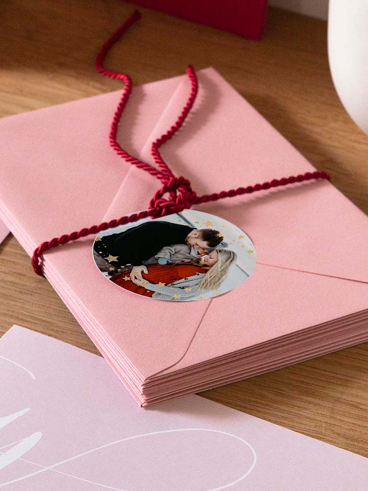 Geschenkaufkleber Weihnachten Sternchenband