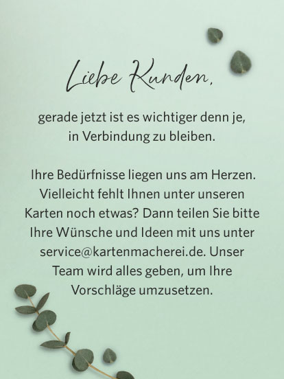 Fehlt etwas? Wir sind für Sie da.
